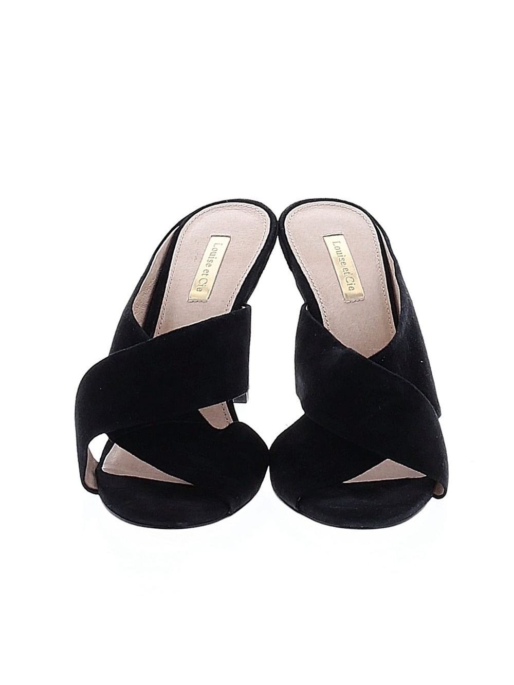 Louise et Cie Black Suede Crisscross Mule Heels